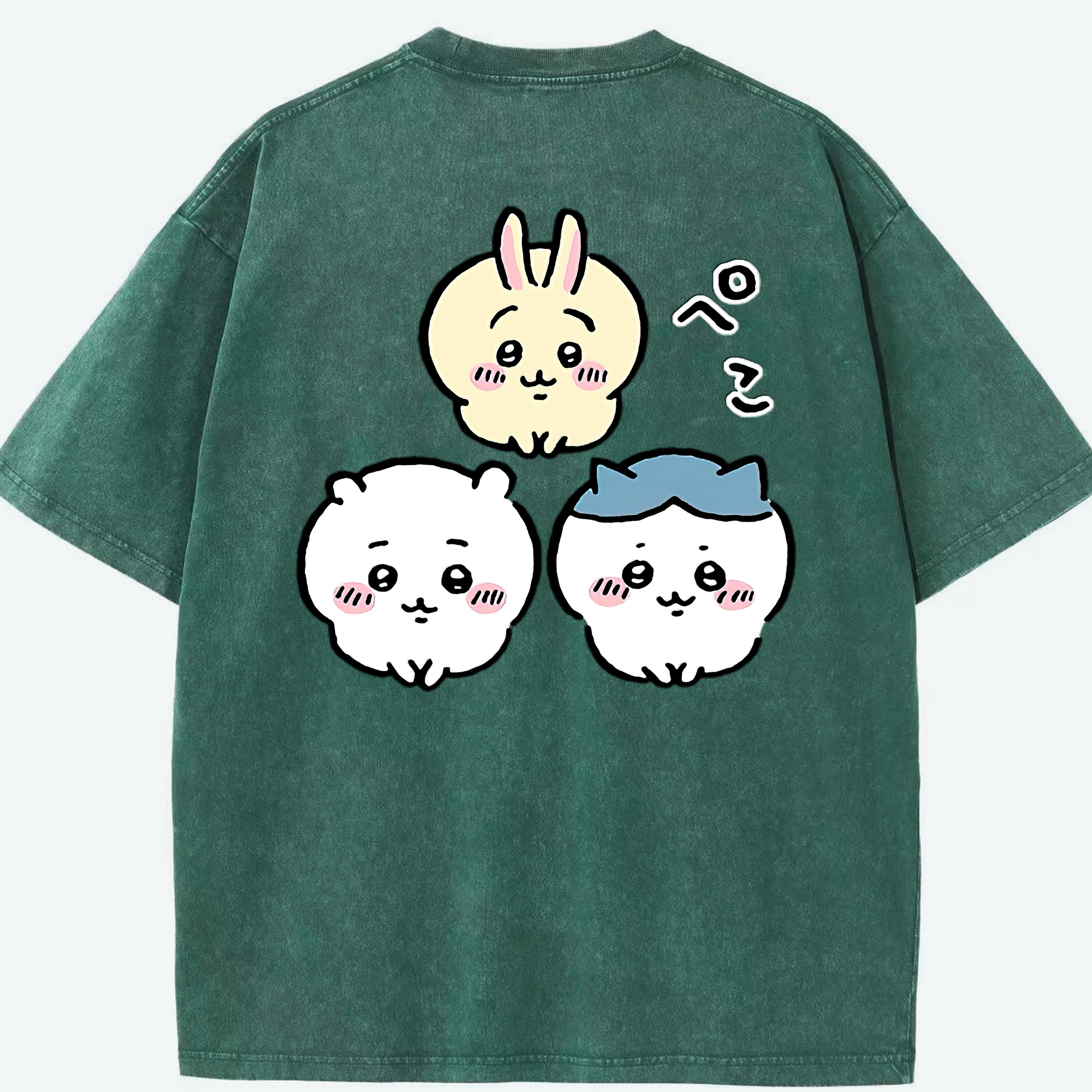 （画像用） ちいかわ うさぎ Chii-kawa usagi 綿100% ヴィンテージ風 半袖Tシャツ（背面プリント）